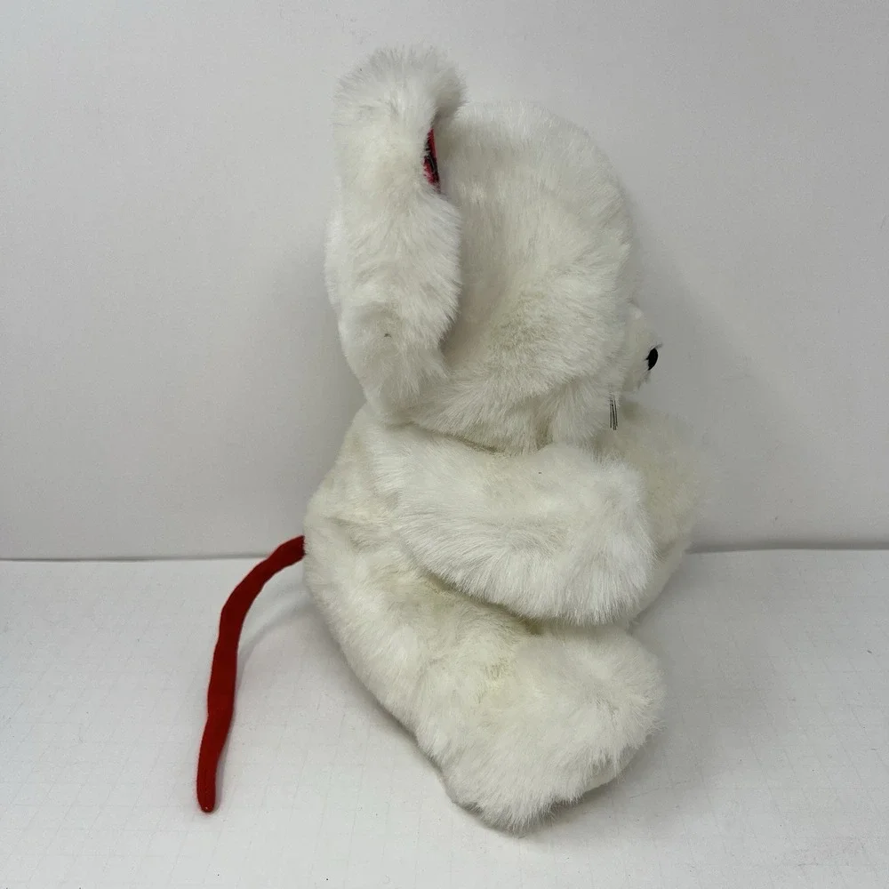 1991 White Mouse Plush 10 Inch Stuffed Animal Plaid Ears‎ World of Smile